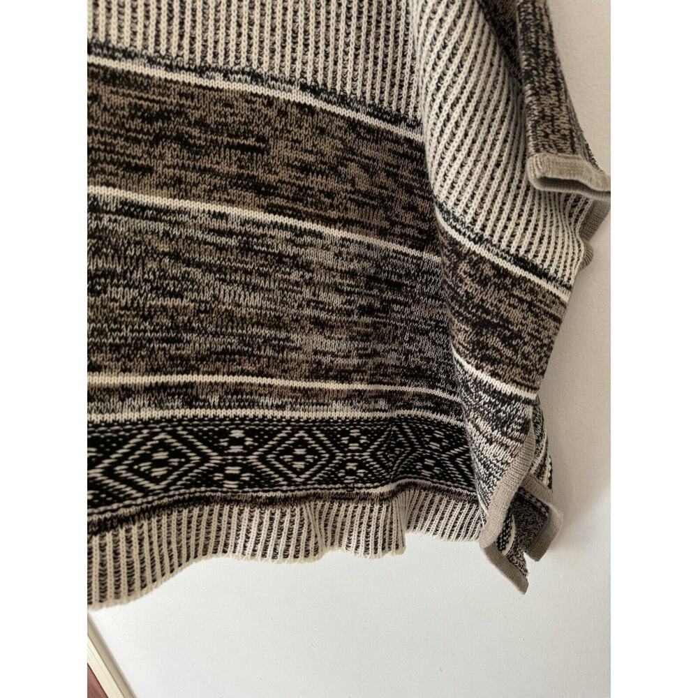 NWT Gap Tribal Stripe Print Wool Blend Pullover Sweater Poncho Cream Brown OS - Picture 6 of 10